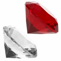 Nep edelstenen/diamanten van glas 5 cm doorsnede rood en transparant