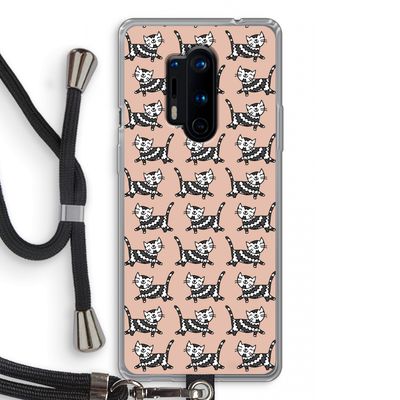 Zwarte poes: OnePlus 8 Pro Transparant Hoesje met koord