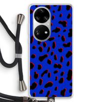 Blue Leopard: Huawei P50 Pro Transparant Hoesje met koord