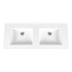 Wastafel BWS Veroni 45.5x154 cm Zonder Kraangaten Solid Surface Wit