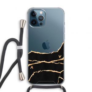 Gouden marmer: iPhone 12 Pro Transparant Hoesje met koord