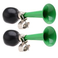 Fiets toeter - 2x - metaal - groen - Kinderen - Kinderfiets - luchthoorn - retro knijptoeter