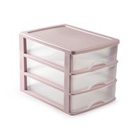 Ladeblok/bureau organizer met 3 lades roze/transparant L 35,5 x B 27 x H 26 cm - thumbnail