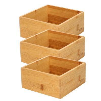 Bestekbak/keuken organizer - Set van 6x stuks - 1 vaks - Tidy Smart serie - bamboe - 15 x 15 x 7 cm