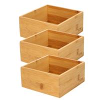 Bestekbak/keuken organizer - Set van 6x stuks - 1 vaks - Tidy Smart serie - bamboe - 15 x 15 x 7 cm