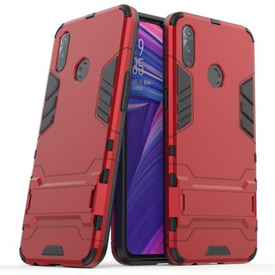 Schokbestendige PC + TPU case met houder voor OPPO Realme 3 (rood)