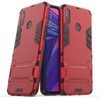 Schokbestendige PC + TPU case met houder voor OPPO Realme 3 (rood)