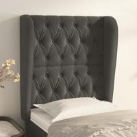 Hoofdbord met randen 83x23x118/128 cm fluweel donkergrijs