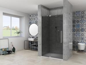 Nisdeur Van Rijn Products ST08 Draaideur 2-Delig 130x200 cm 8 mm Rookglas Incl. Muurprofiel, Greep en Stabilisatiestang RVS