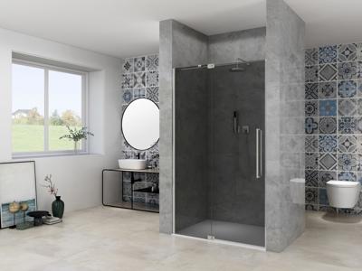 Nisdeur Van Rijn Products ST08 Draaideur 2-Delig 120x200 cm 8 mm Rookglas Incl. Muurprofiel, Greep en Stabilisatiestang RVS