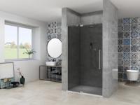 Nisdeur Van Rijn Products ST08 Draaideur 2-Delig 130x200 cm 8 mm Rookglas Incl. Muurprofiel, Greep en Stabilisatiestang RVS