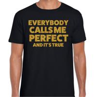 Foute party t-shirt voor heren - I am perfect - zwart - glitter goud - carnaval/themafeest