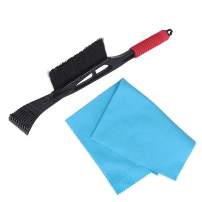 Autoramen lange IJskrabber met borstel zwart/rood 53 cm met anti-condens doek