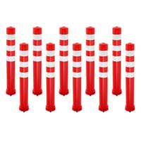 Wegwijzer 10 Stuks TPR Slagboomkegels 65,5 cm Veiligheidsbarrière met Reflecterende Strips en Installatie-Accessoires voor Oprit