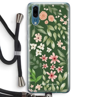Botanical green sweet flower heaven: Huawei P20 Transparant Hoesje met koord