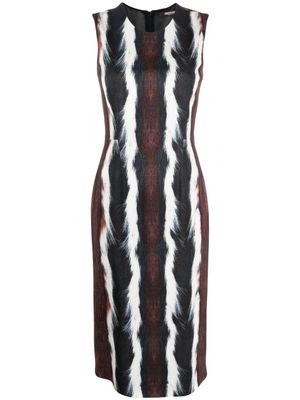 Roberto Cavalli robe mi-longue à design sans manches - Marron