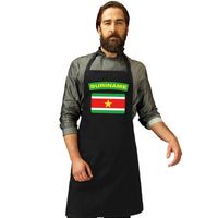 Surinaamse vlag keukenschort/ barbecueschort zwart heren en dames   - - thumbnail