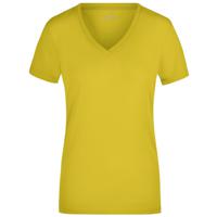 James & Nicholson t-shirt v-hals - dames - geel - stretch - korte mouwen - thumbnail