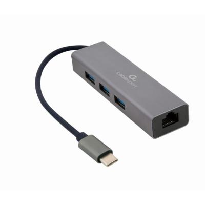 USB-HUB GEMBIRD A-CMU3-LAN-01 Grijs