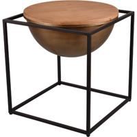 Bijzettafel - Trion Elina - 53x53cm - Zwart - Metaal - Hout