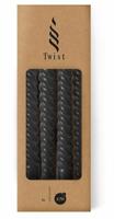 Twist kaarsen set 4 stuks dia. 2.2 x H 19 cm zwart - Hortus