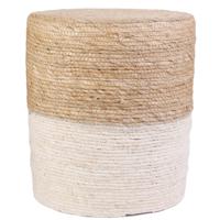 Bijzet poef Mirage - Ibiza/boho - beige - MDF - 35 x 41 cm - gevlochten Bijzet poef Mirage - Ibiza/boho - beige - MDF - 35 x 41 cm - gevlochten