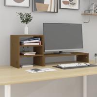 VidaXL Monitorstandaard 81x20x30 cm massief grenenhout honingbruin