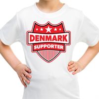 Denemarken / Denmark schild supporter t-shirt wit voor kinder