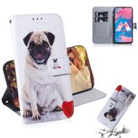 Mopshond patroon gekleurde tekening horizontale Flip lederen case voor Galaxy M30 met houder & card slots & portemonnee