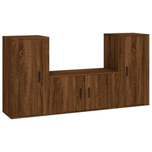 The Living Store TV-meubelset - bruineiken - 80 x 34.5 x 40 cm - wandgemonteerd