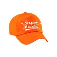 Super meester cadeau petje - baseballcap - oranje - heren - voor meesters - leraren - leerkrachten
