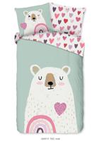 Good Morning Kinderdekbedovertrek "beer met hart en regenboog" - Multi - (140x200/220 cm) - Katoen Flanel