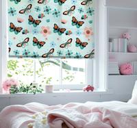 Vlinders en bloemen Rolgordijn kinderkamer