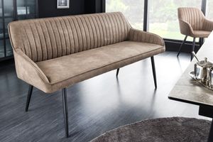 Design bank TURIN 160cm taupe zwart metalen poten met armleuning - 43693