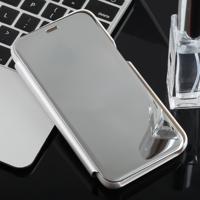 Galvaniseren spiegel horizontale flip case voor Galaxy j2 core met houder (zilver)