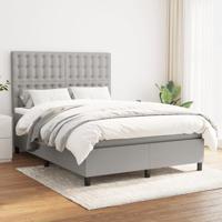 Boxspring met matras stof lichtgrijs 140x200 cm