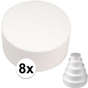 Piepschuim vormen schijf - 8x - 30 cm breed en 7 cm hoog - wit - knutselen - taartschijf - cirkel
