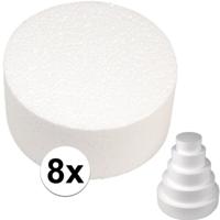 Piepschuim vormen schijf - 8x - 30 cm breed en 7 cm hoog - wit - knutselen - taartschijf - cirkel
