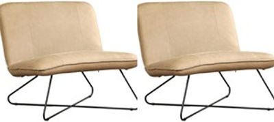 Set van 2 Grijze leren industriële fauteuils zonder armleuning Smile - Rancho Leer Stone (grijs leer)