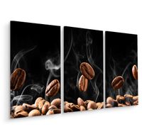 Schilderij - Hete koffie bonen,  horeca, 3 luik, premium print