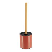 Tendance Badkamer toiletborstel met houder 103 series - terracotta - 10 x 37 cm - metaal/bamboe hout