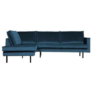 BePureHome Rodeo Hoekbank Links - Velvet - Blauw