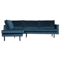 BePureHome Rodeo Hoekbank Links - Velvet - Blauw