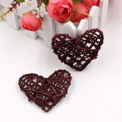 5 stuks 6cm kunstmatige stro bal DIY decoratie rotan hart Christmas decor Home ornament (bruin)