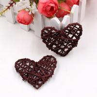 5 stuks 6cm kunstmatige stro bal DIY decoratie rotan hart Christmas decor Home ornament (bruin)