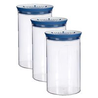 6x stuks kunststof voorraadpot/bewaarpot transparant met deksel L12 x B12 x H18 cm - 2200 ML