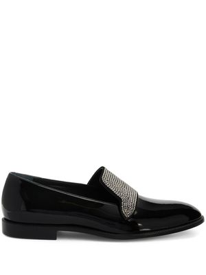 Giuseppe Zanotti mocassins vernis Eflamm à ornements en cristal - Noir