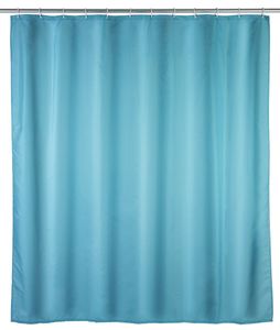 Wenko anti-schimmel douchegordijn 180x200cm polyester uni blauw inclusief ringen