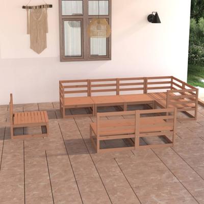 8-delige Loungeset massief grenenhout honingbruin