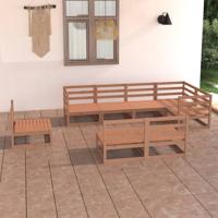 8-delige Loungeset massief grenenhout honingbruin